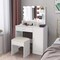 10 Lighted Mirror Makeup Vanity Table Set with Drawer and 3 Shelves + Cabinet